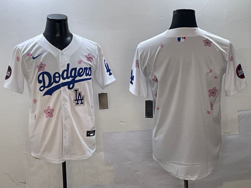 Men Los Angeles Dodgers Blank White Sakura Edition 2025 Nike MLB Jersey style 6->los angeles dodgers->MLB Jersey